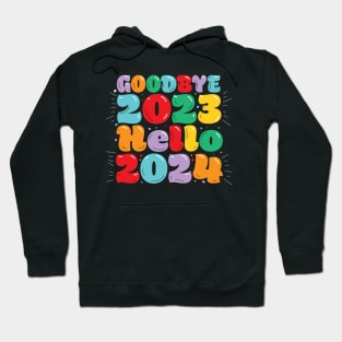 Goodbye 2023 hello 2024 New Years logo design Hoodie